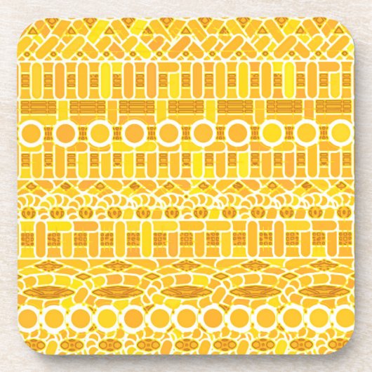 Dessous-de-verre Tribal Batik - moutarde or et orange (Devant)