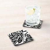 Dessous-de-verre Tribal noir Abstrait (Côté Droit)