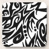 Dessous-de-verre Tribal noir Abstrait (Devant)