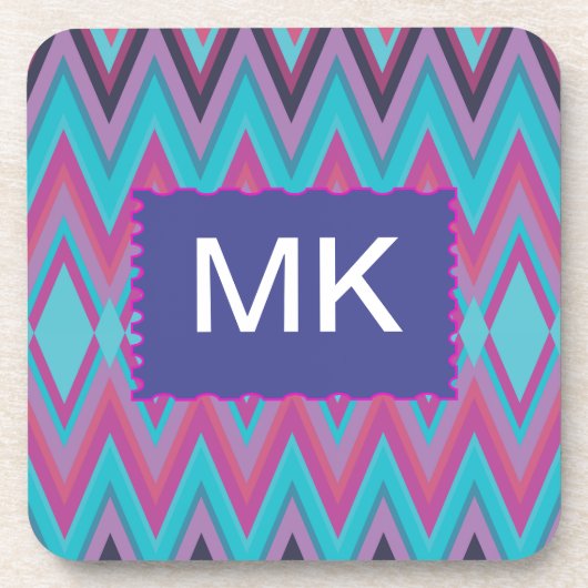 Dessous-de-verre Tribal pourpre et Aqua (Devant)