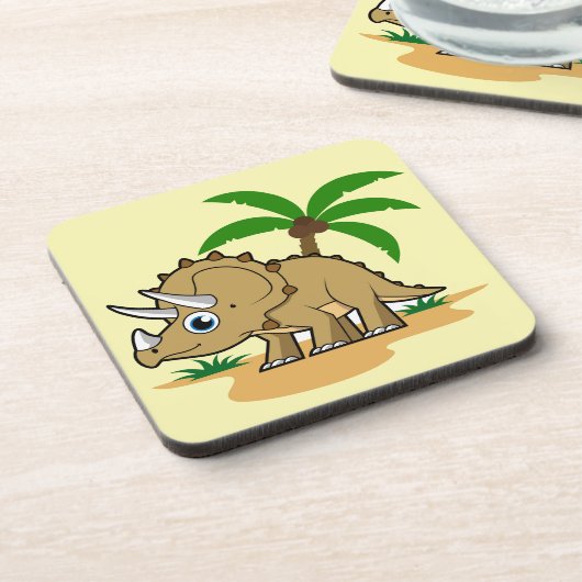 Dessous-de-verre Tricératops Dans Un Climat Tropical. (Côté gauche)