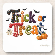 Trick or Treat Lettres Rayées avec Chauves-Souris