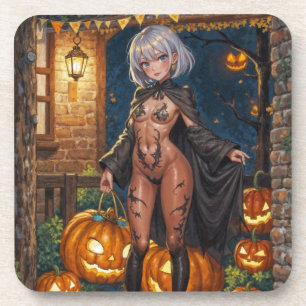 Dessous-de-verre Trick or Treater, courageuse fille en costume d'Ha