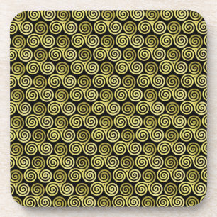 Dessous-de-verre Triple spirale triskèle celtique kaki beige