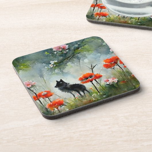 Dessous-de-verre Trivet d'animal sauvage à fleurs mignonnes (Côté gauche)