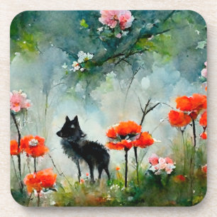 Dessous-de-verre Trivet d'animal sauvage à fleurs mignonnes