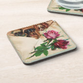 DESSOUS-DE-VERRE TROIS DOGGIES ET ROSES (Côté gauche)