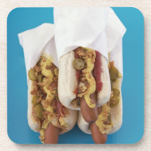 Dessous-de-verre Trois hot-dogs en petits pains
