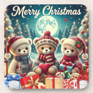 Dessous-de-verre Trois mignons Nounours Joyeux Noël