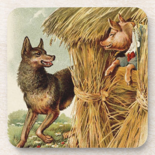 Dessous-de-verre Trois Petits Cochons Grand Méchant Loup, Conte de 
