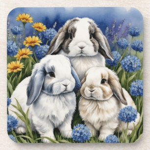 Dessous-de-verre Trois petits lapins lapins lapins de Lop ensemble