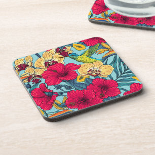 Dessous-de-verre Tropical Florals et Colibri - Botanica d'été
