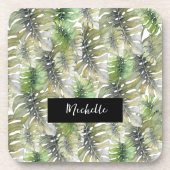 Dessous-de-verre Tropical Monstera Vert Palmier (Devant)