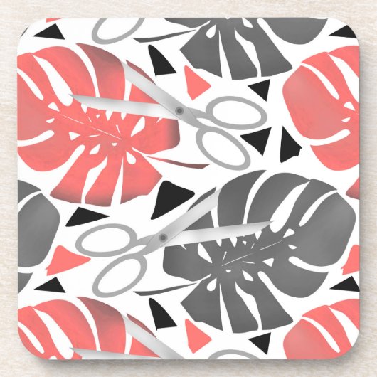 Dessous-de-verre Tropical print monstera leaves scissors jungle exo (Devant)