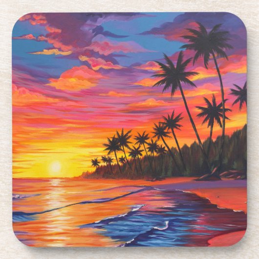 Dessous-de-verre Tropical Sunset Beverage Coaster (Devant)