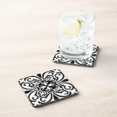 Dessous-de-verre Tuile marocaine - blanc avec l'arrière - plan noir (Côté Droit)