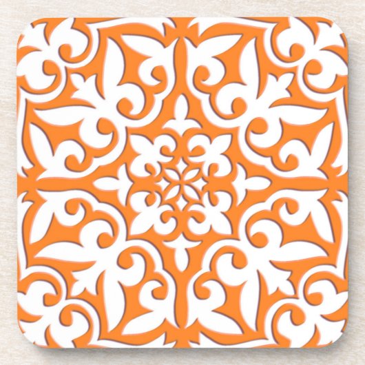 Dessous-de-verre Tuile marocaine - orange et blanc de corail (Devant)