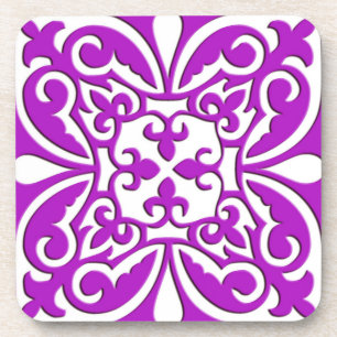 Dessous-de-verre Tuiles marocaines - violet violet et blanc