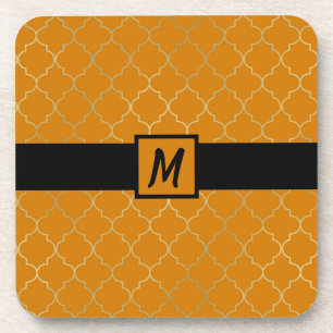 Dessous-de-verre Turmeric Jaune & Gold Quatrefoil Motif