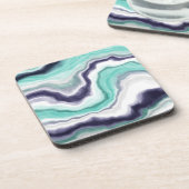 Dessous-de-verre Turquoise, Bleu et Marbre blanc (Côté gauche)