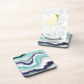 Dessous-de-verre Turquoise, Bleu et Marbre blanc (Côté Droit)