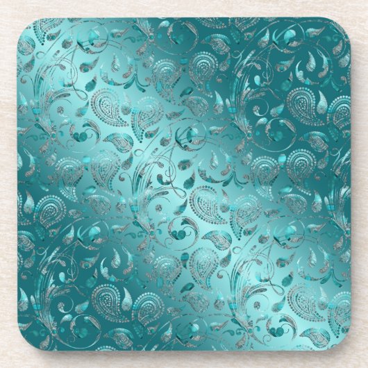 Dessous-de-verre Turquoise brillante de Paisley (Devant)