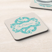 Dessous de verre turquoise Chic Damask (Côté gauche)