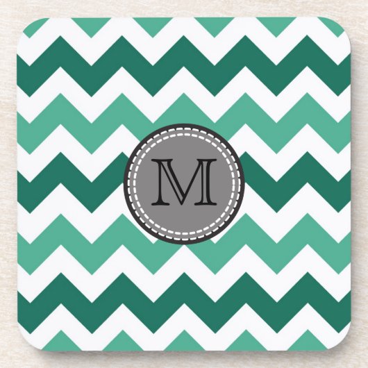 Dessous-de-verre Turquoise et Mint Chevron Zigzag Monogram (Devant)