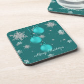 Dessous-de-verre Turquoise Noël Ornements Beverage Coaster (Côté gauche)