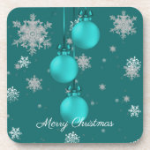 Dessous-de-verre Turquoise Noël Ornements Beverage Coaster (Devant)
