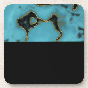 Dessous-de-verre Turquoise Pierre or et noir