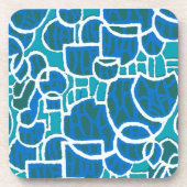 Dessous de verre turquoise, vert, à dossier bleu l (Devant)