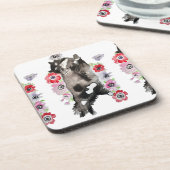 Dessous-de-verre Tuxedo Chat Cute Jolie Fleurs Chats Aquarelle (Côté gauche)