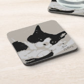 Dessous-de-verre Tuxedo Chilling de chat (Côté gauche)