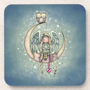 Dessous-de-verre Twinkle Little Angel et hibou illustration d'art