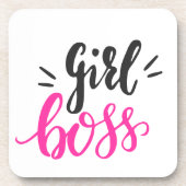 Dessous-de-verre Typographie Boss de marque personnalisée Pink Noir (Devant)