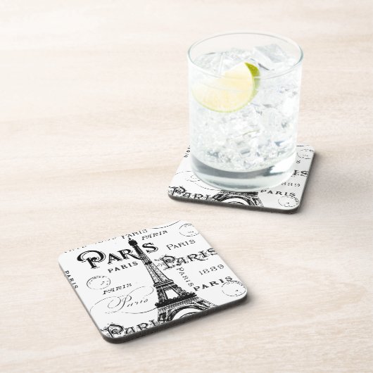 Dessous-de-verre Typographie Calligraphie Paris France Tour Eiffel (Côté Droit)