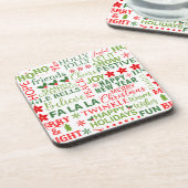 Dessous-de-verre Typographie de Noël Rouge & Vert Motif sans coutur (Côté gauche)