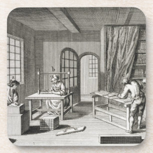 Dessous-de-verre Un atelier de bookmaker, de l'Encyclopédie des