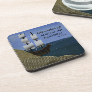 Dessous-de-verre Un bateau dans le port est citation inspirée sûr