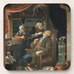 Dessous-de-verre Un dentiste examinant la dent d'un vieil homme