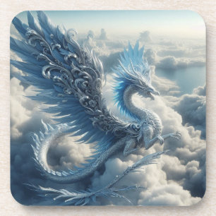 Dessous-de-verre Un dragon superbe entouré de nuages