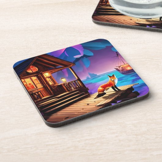 Dessous-de-verre Un Fox assis devant le Cabine-47567 (Côté gauche)