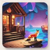 Dessous-de-verre Un Fox assis devant le Cabine-47567 (Devant)