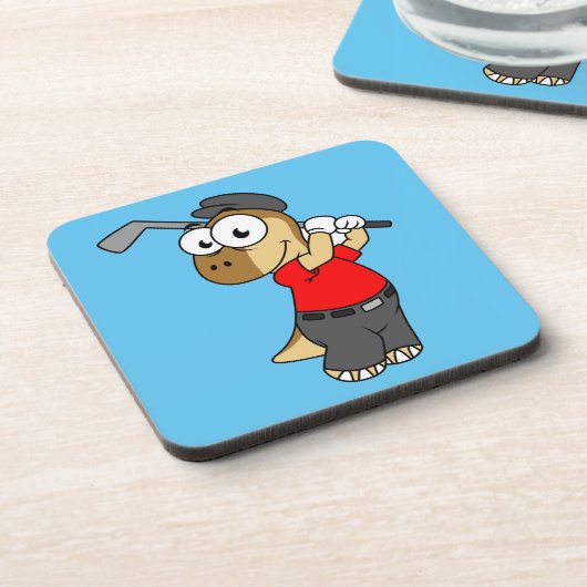 Dessous-de-verre Un Pachycéphalosaure Dinosaure Jouer Golf. (Côté gauche)