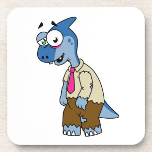 Dessous-de-verre Un Parasaurolophus Caricaturé En Zombie.
