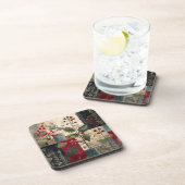 Dessous-de-verre Un Patchwork Rustique d'Hiver aux Baies de Houx (Côté Droit)