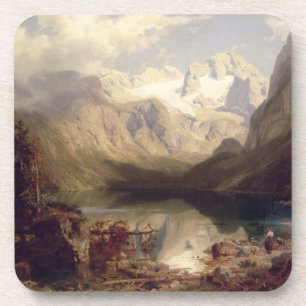 Dessous-de-verre Un paysage alpin étendu de lac, 1862 (huile sur c