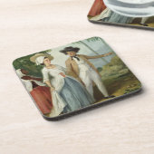 Dessous-de-verre Un planteur et son épouse, servis par un employé, (Côté gauche)