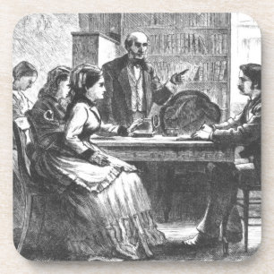 Dessous-de-verre Une femme est en pourparlers avec un directeur